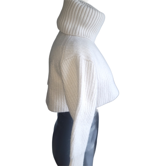 Aritzia's Babaton Ribbed Knit 100% Merino Wool Cropped Turtleneck Sweater 2XS - Picture 4 of 7
